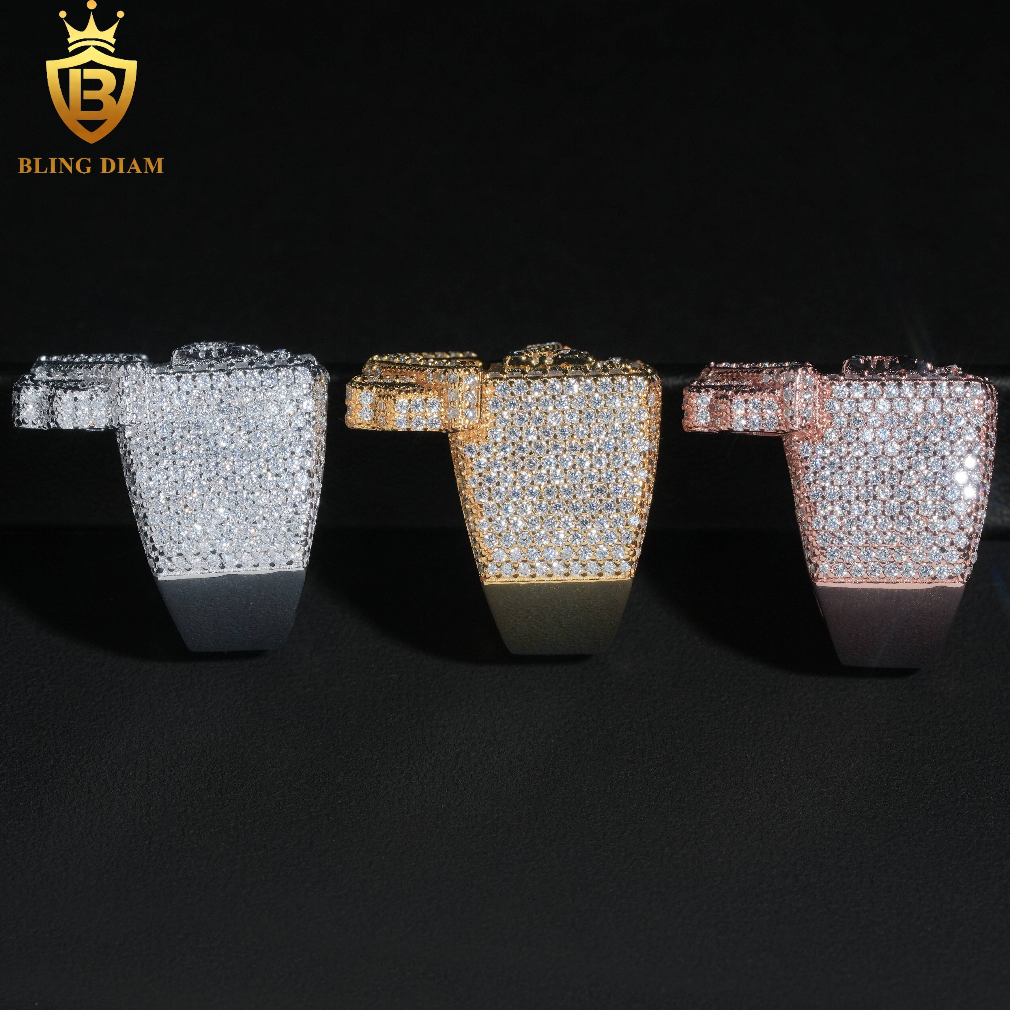 Hip Hop Style Jewelry Men Ring Fully VVS Moissanite GRA Certificate Iced Out 925 Silver House Rings