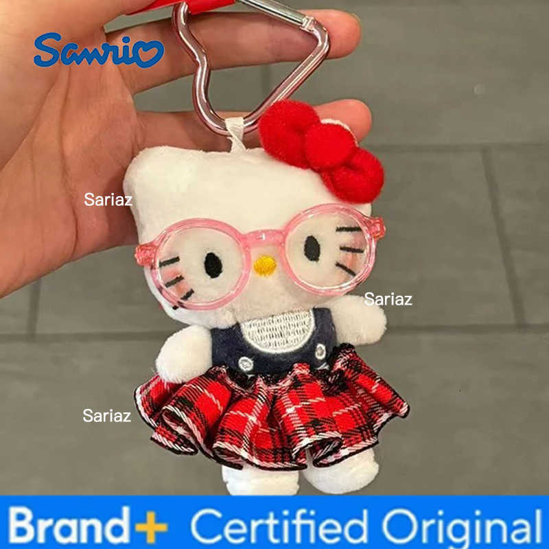 Sanrio Hello Kitty Peripheral Doll Keychain Cute Fashion Sunglasses Kt Cat Keyring Backpack Plush Toy key chain Birthday Gifts H260421