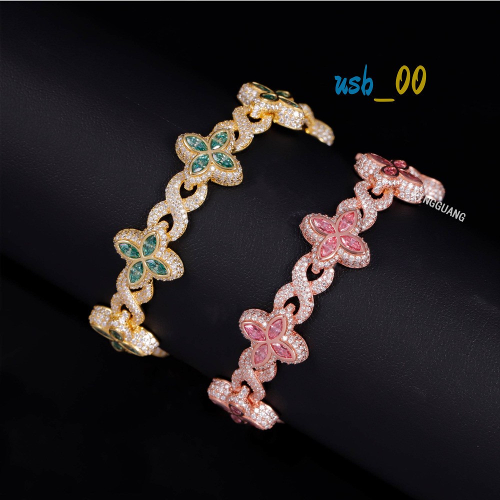 Xingguang jewelry 2025 new arrivals fashion jewelry 925 sterling silver vvs moissanite diamond four leaf clover bracelet
