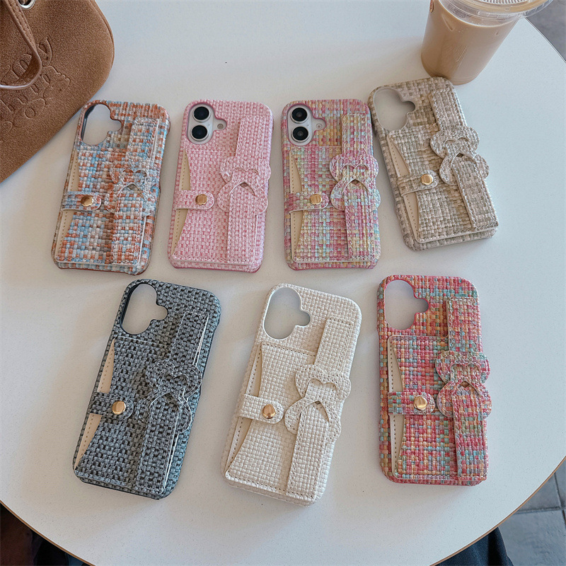 Woven pattern heart-shaped card holder case suitable for iPhone 14/13, 111, Apple 17/16/15 PRO MAX, 12