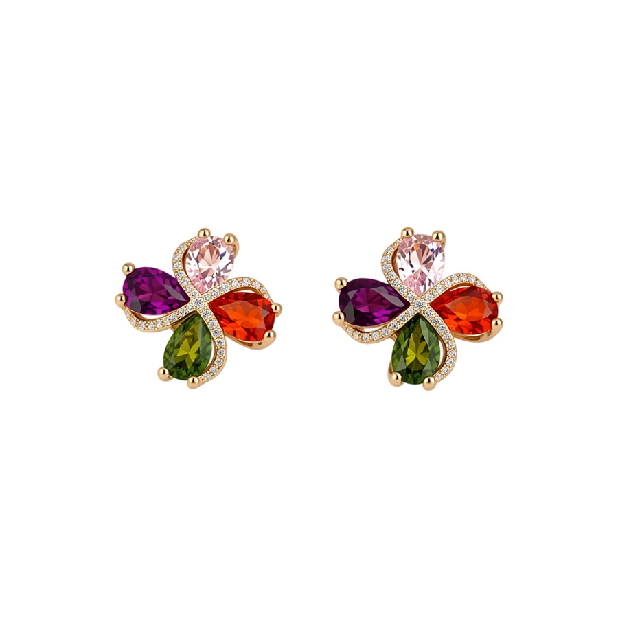 Cross-border floral heart-shaped earrings with zircon inlay, simple and luxurious fashion earrings, direct from the manufacturer - view 9