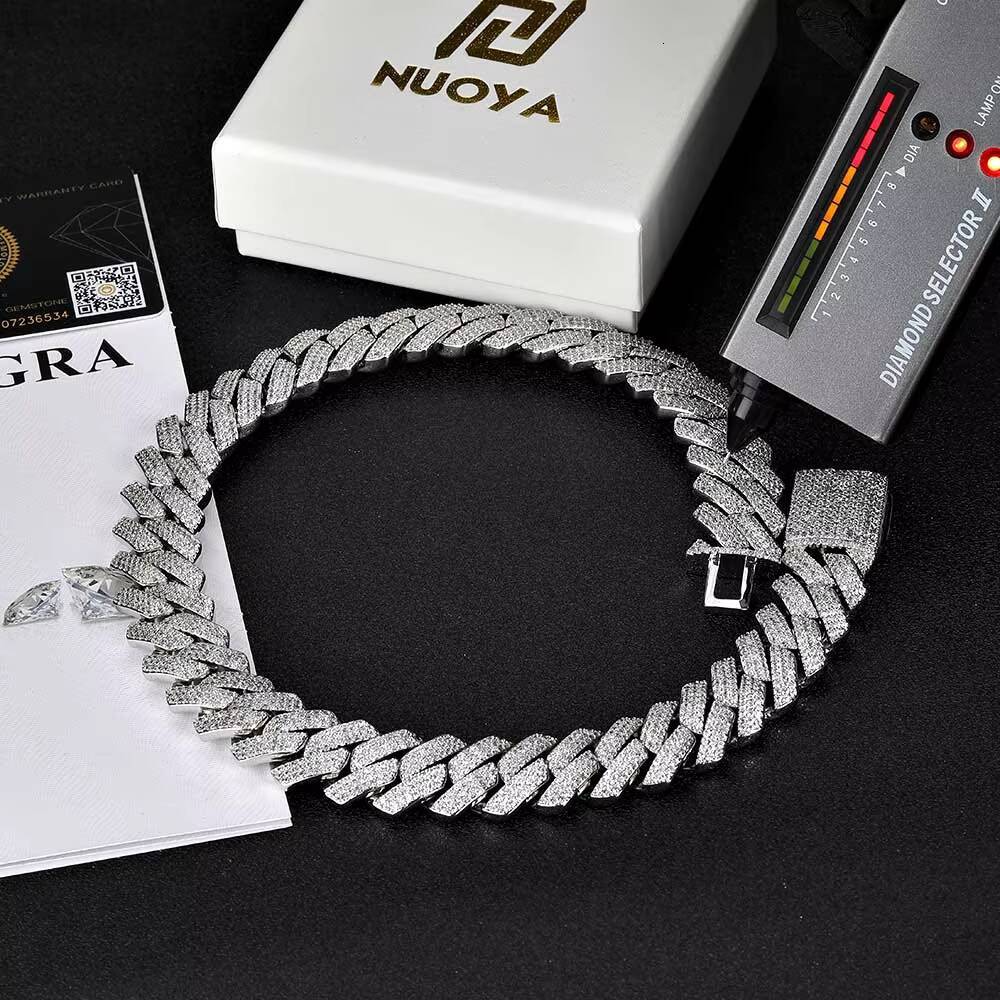 Pass Diamond Miami Moissanite Cuban Link Hip Hop Jewelry Shiny 925Sterling Necklace VVS Diamond Chain