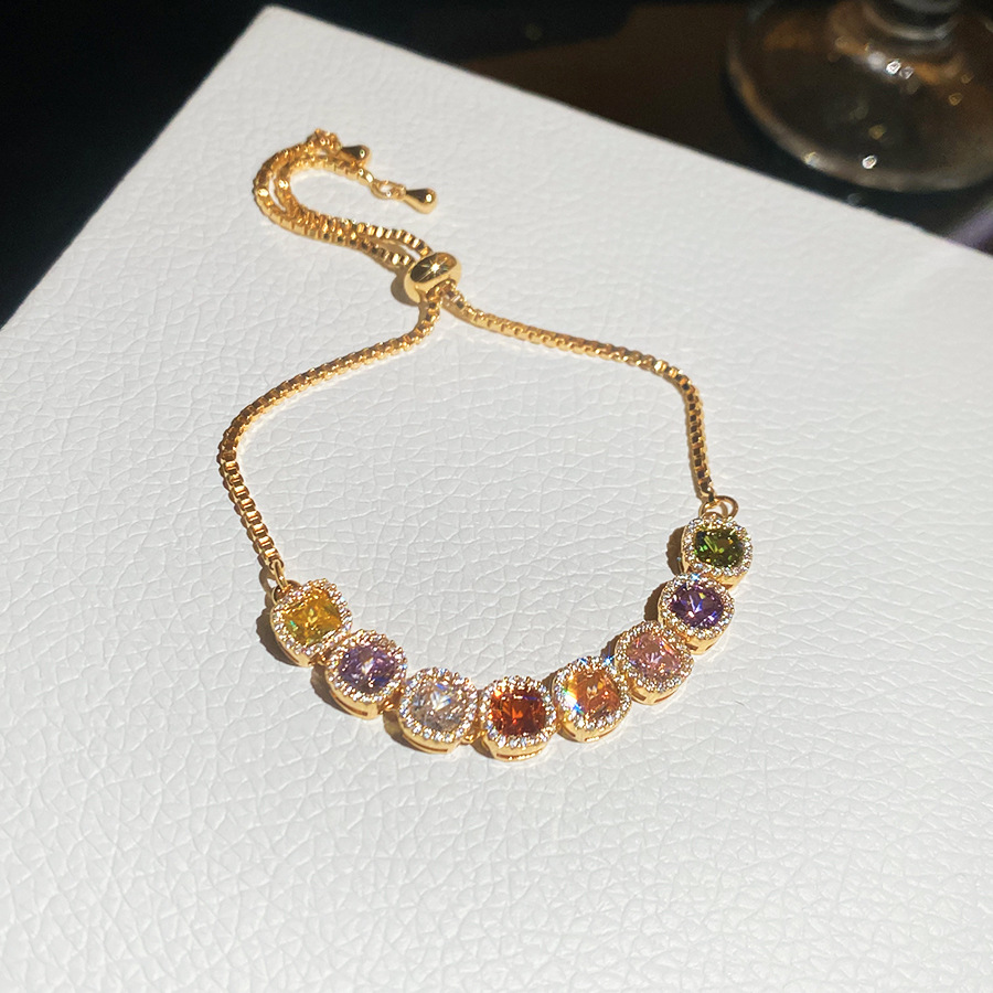 18k real gold plated dopamine zircon bracelet, exquisite and sweet, elegant commuter bracelet with a unique design, niche jewelry - view 5