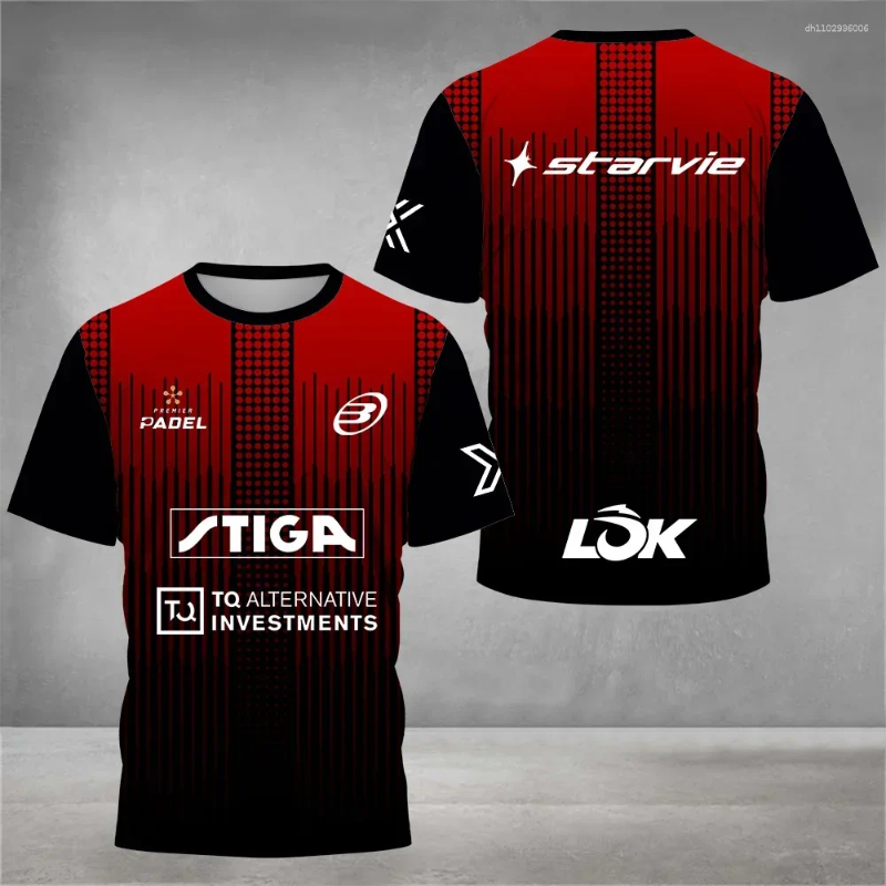 Men's T Shirts Striped Impressionist Tenis Training Respiravel Padel Manga Curta T-shirt Quick Dry Fitness Set
