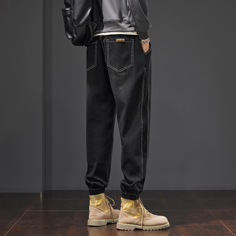 Spring And New Designer Men's Loose And Wear-resistant Denim Leggings Live Broadcast Popular Fashion And Versatile Trendy Brand Loose Sports Casu