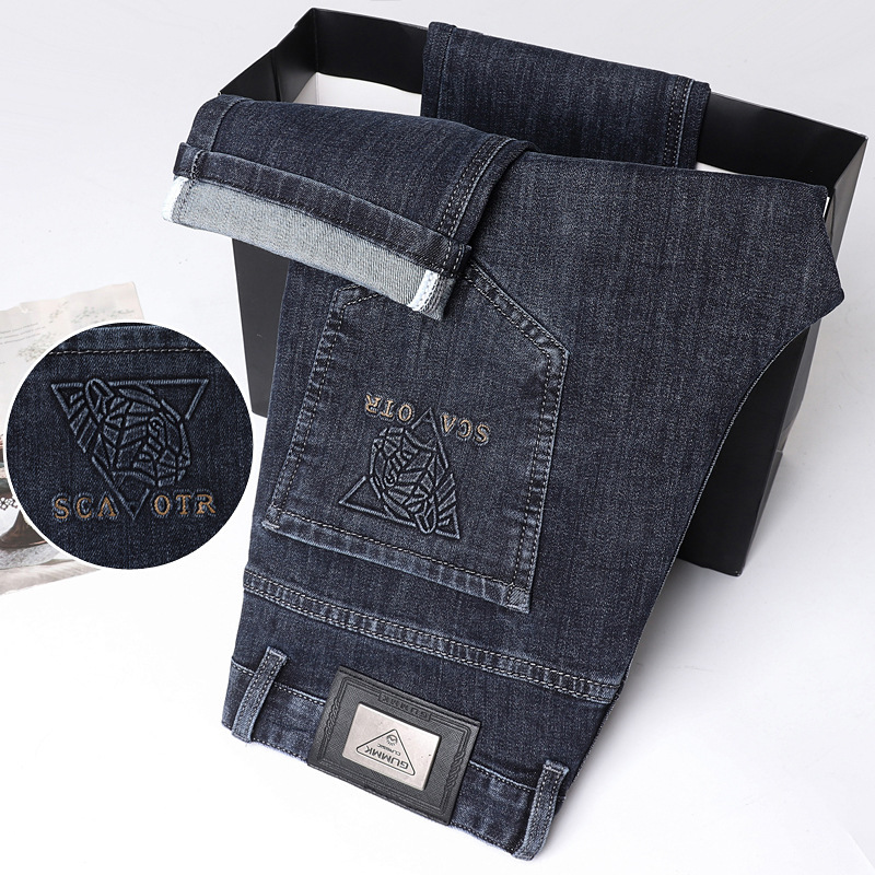 High End European Style Men's Jeans, With A Straight And Luxurious Cut Loose Fit Mid To High Waist Original Loose Steel Stamp By A Senior Designe