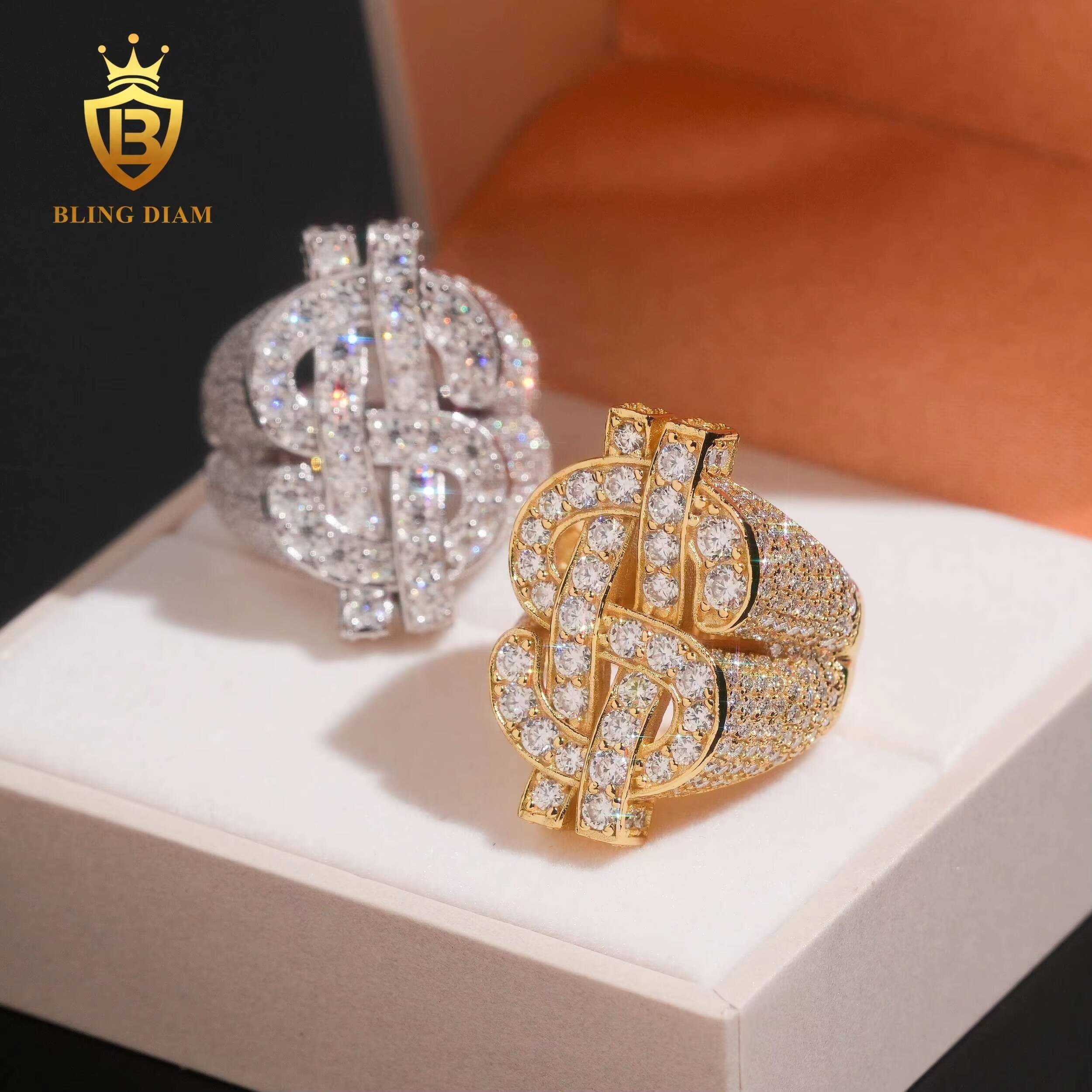 Fashion Ring Hip Hop Iced Out 925 Sterling Silver Fine Jewelry Moissanite Rings Iced Out Rings Ring for Men
