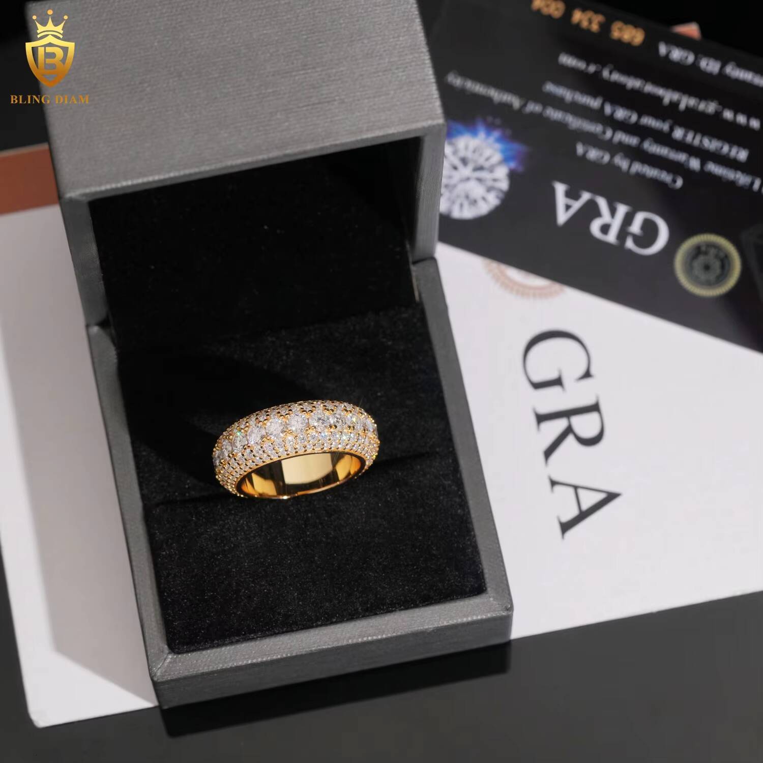 Fashion 925 Sterling Silver Moissanite Ring Iced Out Moissanite HipHop Style Ring Fine Jewelry Ring Pass Diamond Test with GRA