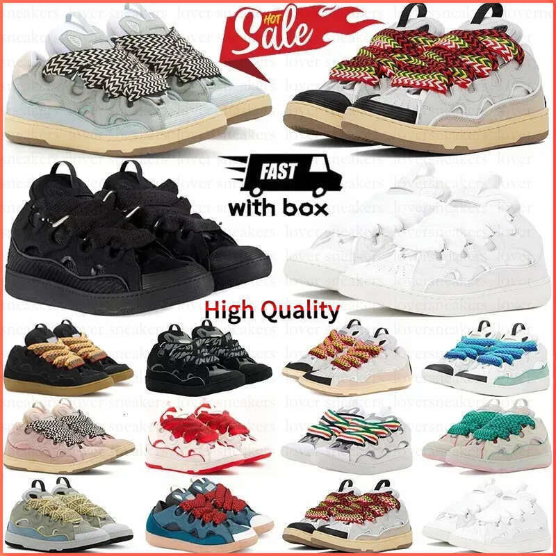 Desig Leather Curb Sneakers Thick Tongues Pairs Casual Shoes For Men Women Platform Sneaker Black Multicolor White Ivory Pink Rubber Gum Gallery Outdoor