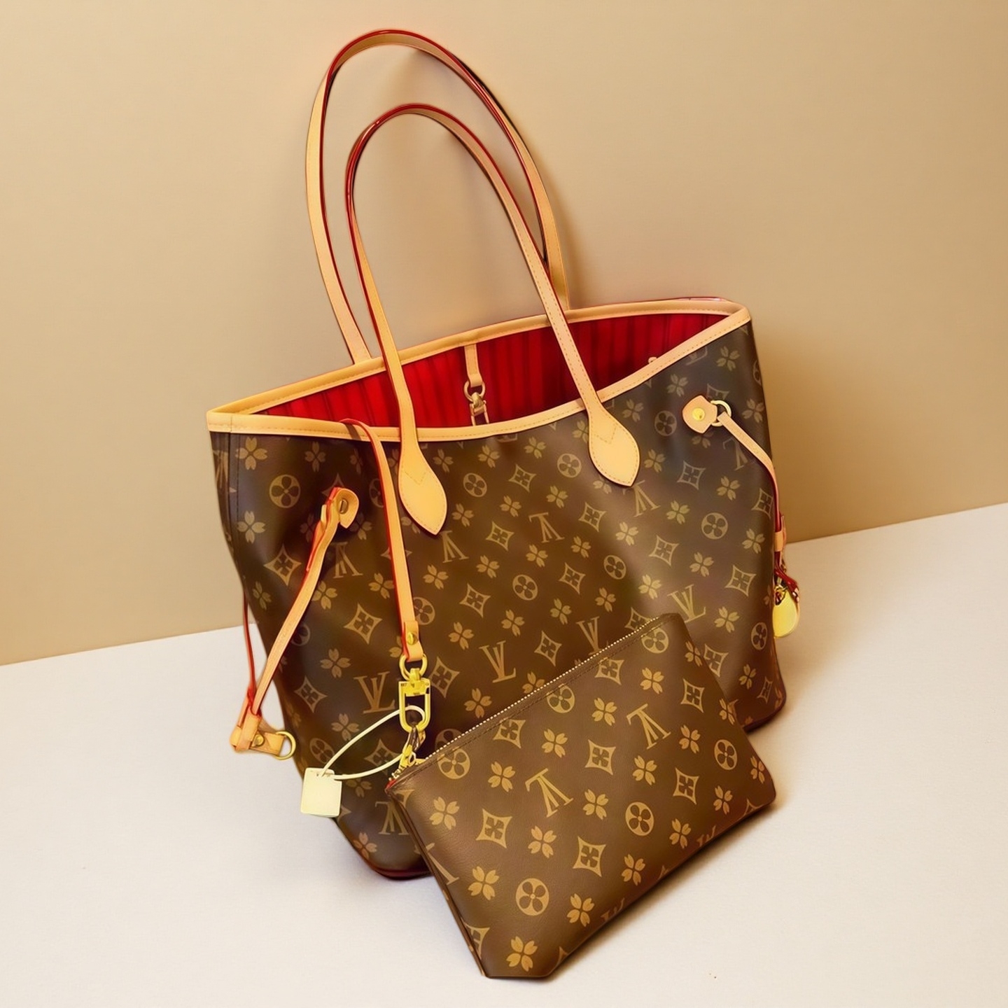2pcs High qualitys Women bags Luxurys Handbags Ladies Designer Composite Bags tote Lady Clutch Bag Shoulder Tote Female Purse Wallet Handbag MM size 10A totebag
