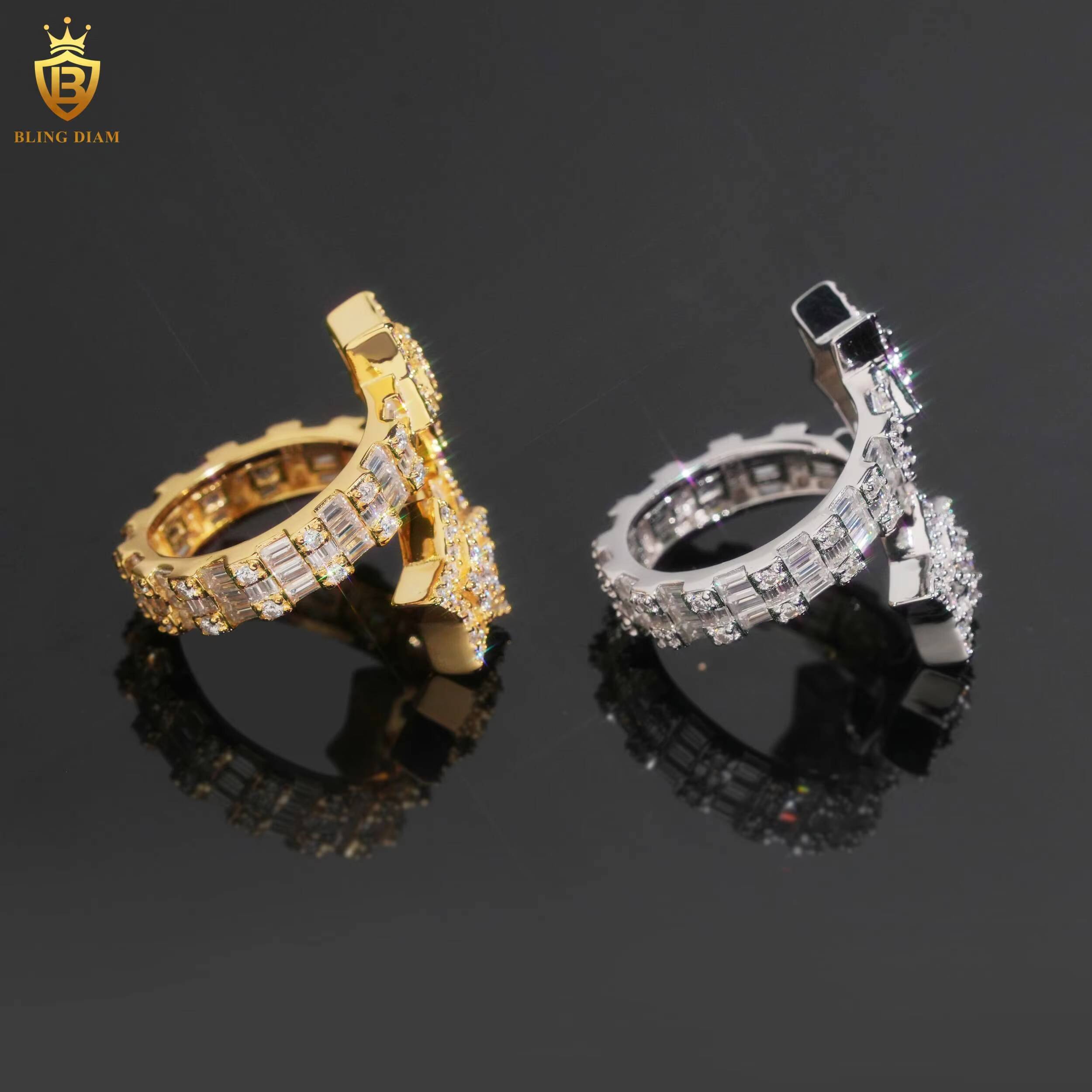 Luxury Hiphop 925 Sterling Silver Star Rings Engagement Moissanite Ring D VVS Fine Moissanite Jewelry Men Past Diamond Tester