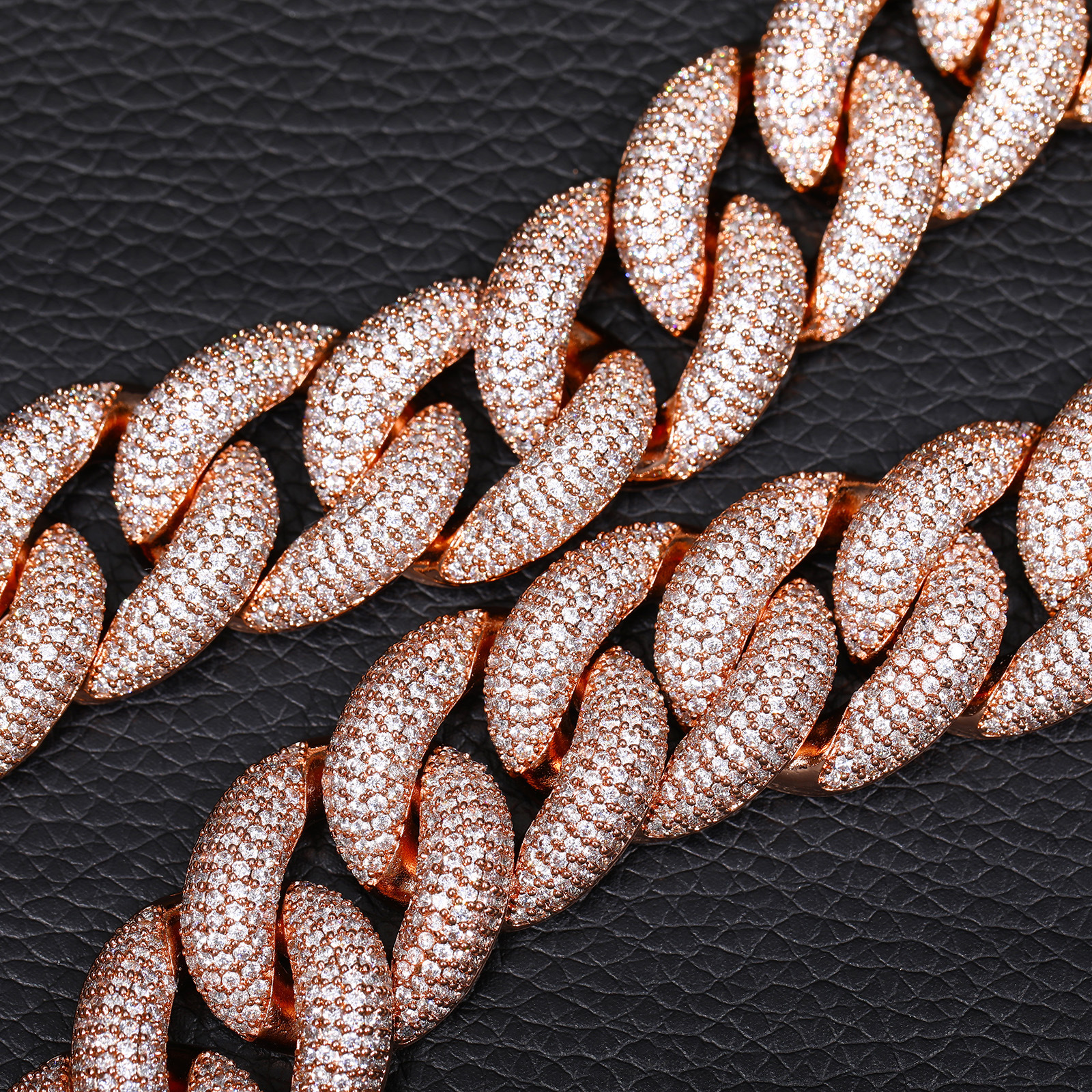 20mm Hip Hop Heavry Thick Cuban Chain Necklace Rose Gold Plated TopBling Full 5A Zircon Mens Jewelry