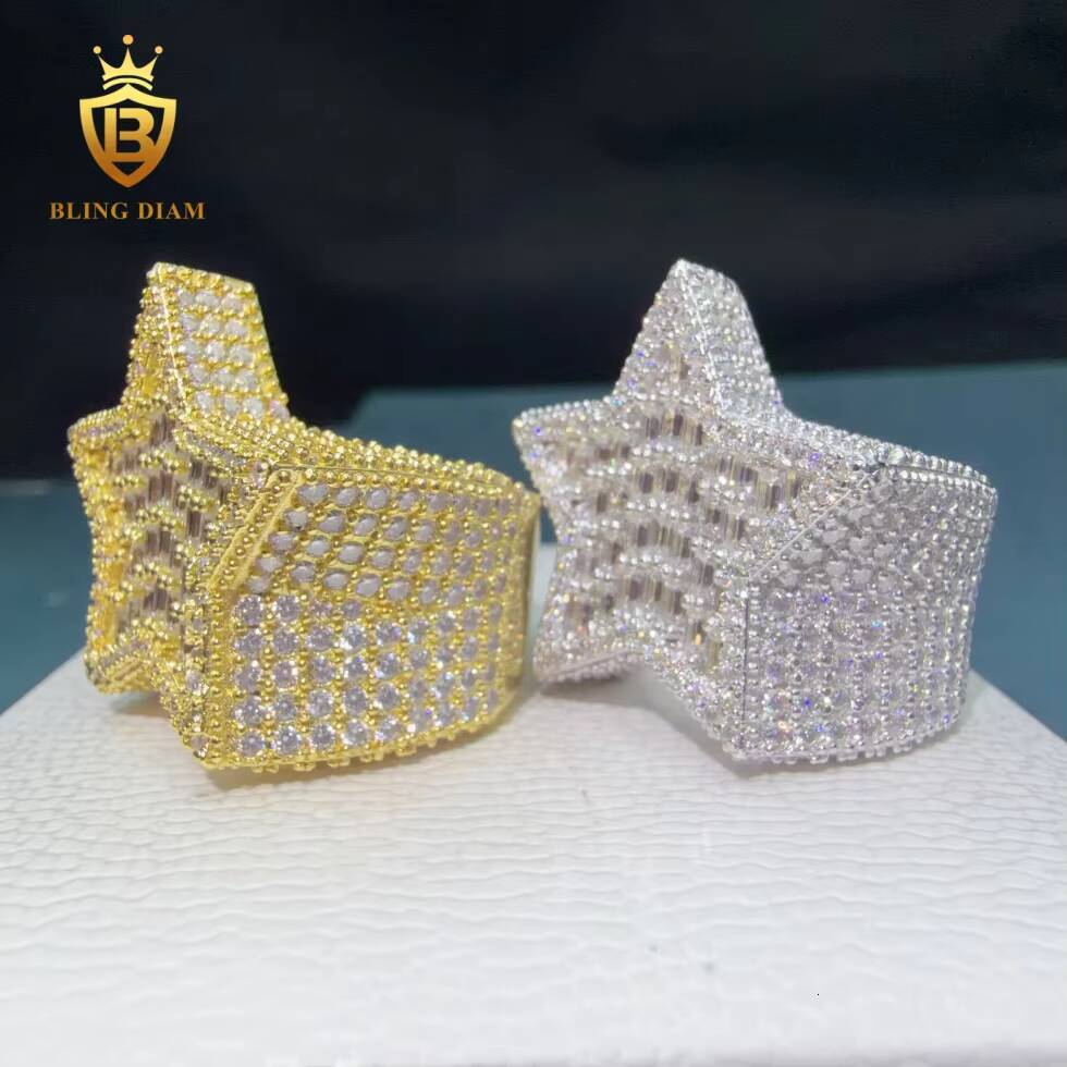 wholesale price Hiphop star 925 Sterling Silver Engagement Moissanite Ring D VVS Fine Moissanite Jewelry for Men rapper
