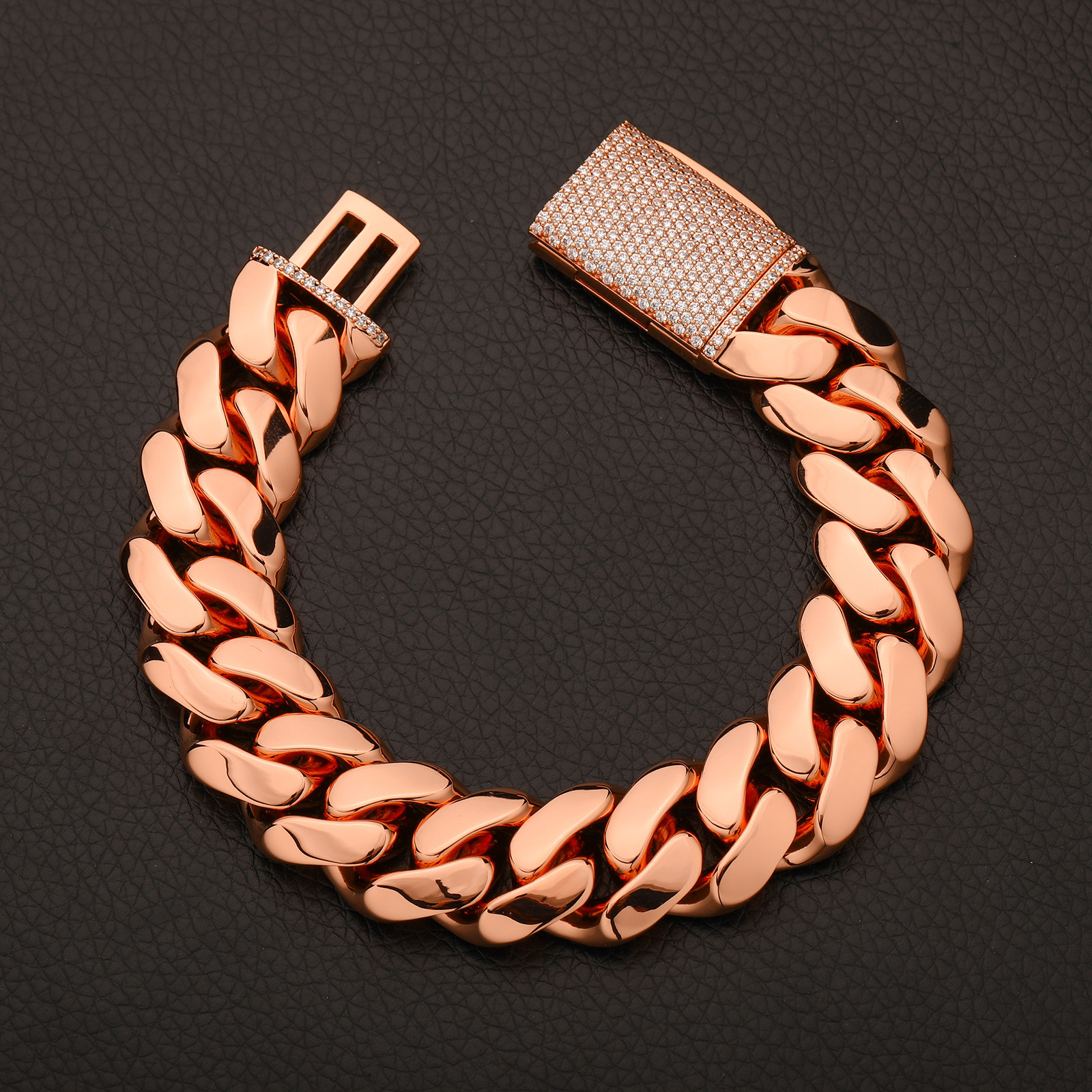 10-22mm Hip Hop Miami Cuban Link Chain Bracelet TopBling 5AAA+ CZ 14K RoseGold Plated Mens Jewelry