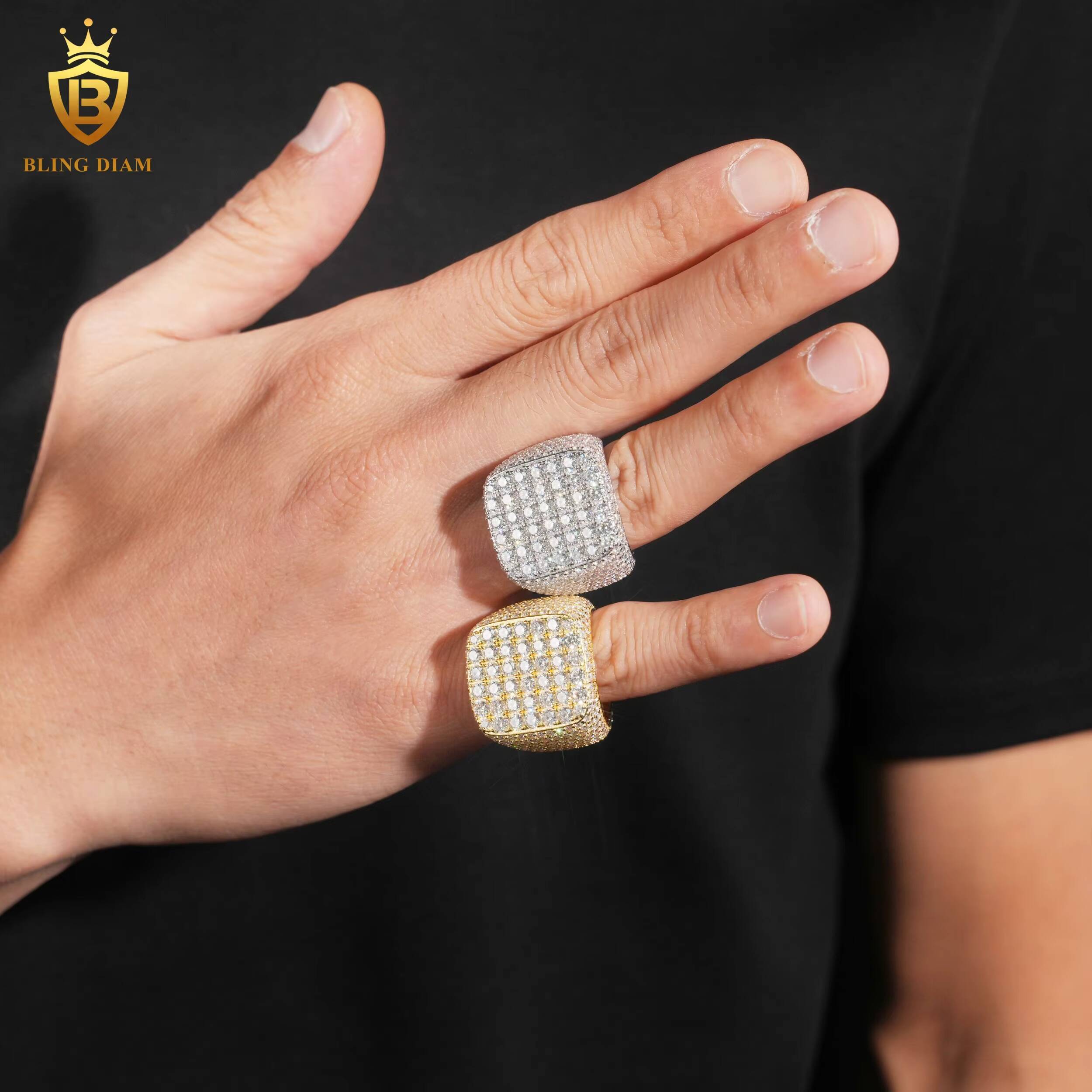 Hot Sale 925 Silver Moissanite Rings Fine Jewelry Iced Out Moissanite HipsHop Style Jewelry Rings Pass Diamond Test in Stock GRA