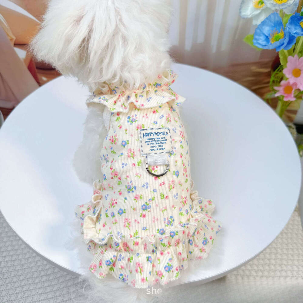 Famous brand Dog Cat Clothes Pet Clothing Spring Summer Floral Fresh Cute Princess Dress Bichon Thin Breathable pupakaIK