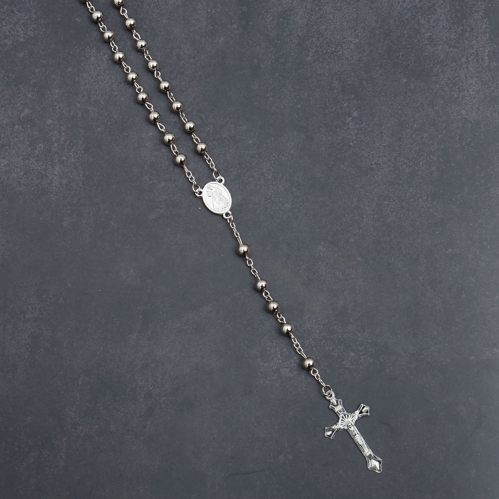 1 piece retro classic multi-color 8mm round rosary DIY pure handmade work cross religious necklace mens and womens jewelry gif 260109