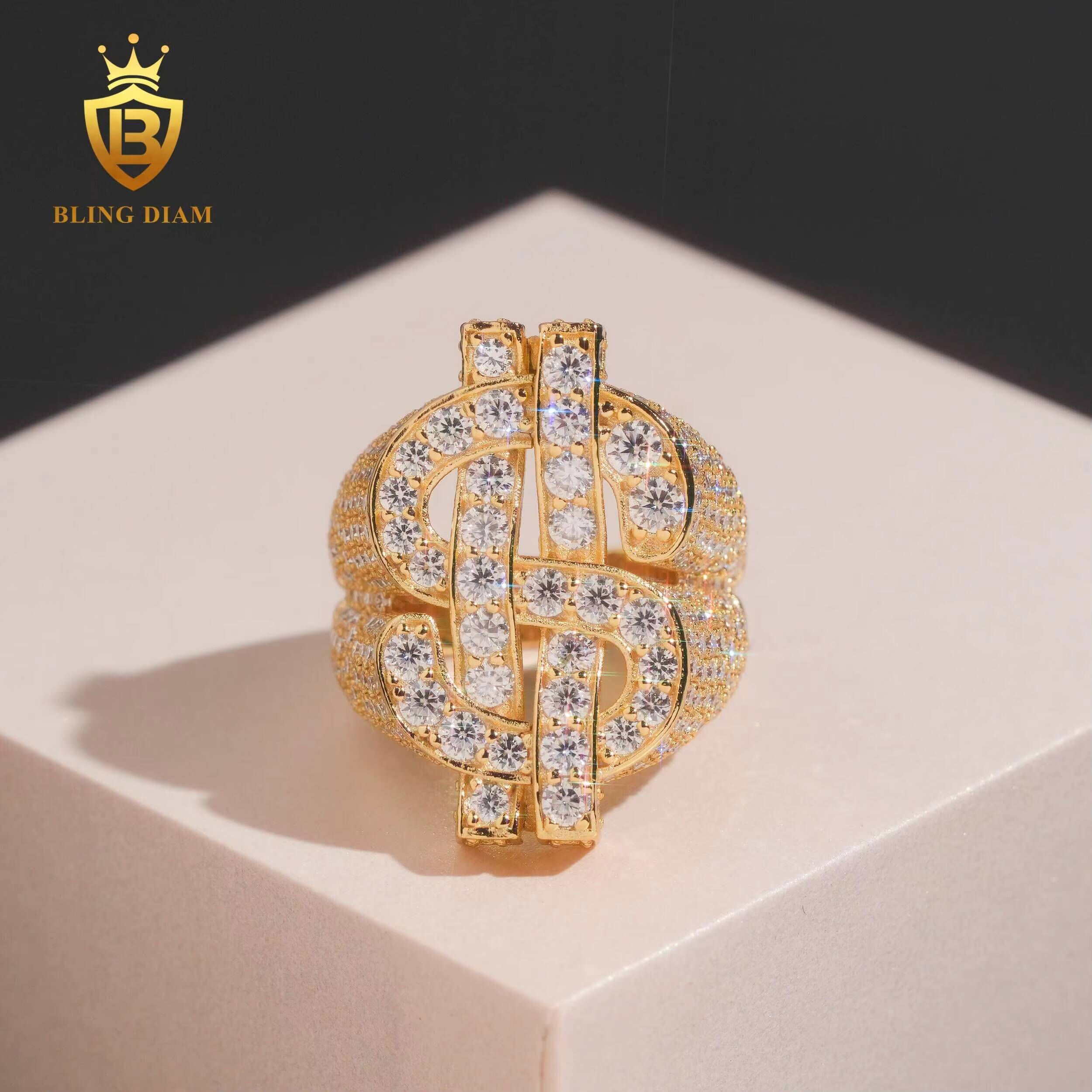 Fashion Ring Hip Hop Iced Out 925 Sterling Silver Fine Jewelry Moissanite Rings Iced Out Rings Ring for Men