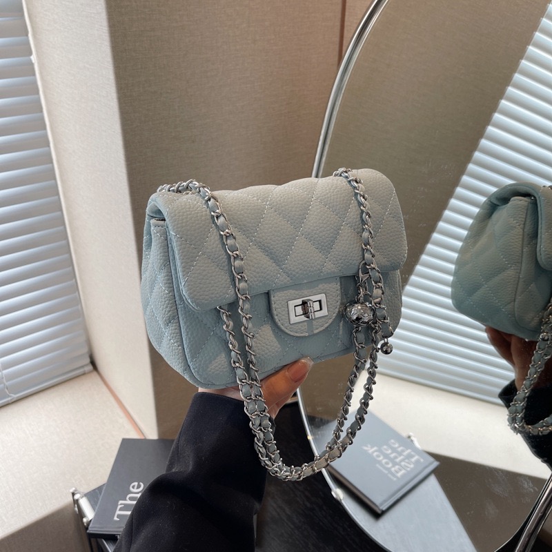 Shoulder Bags blue Fashion Trend Crossbody Single Bag On The Small Korean Version Of Foreign-style Chain Square