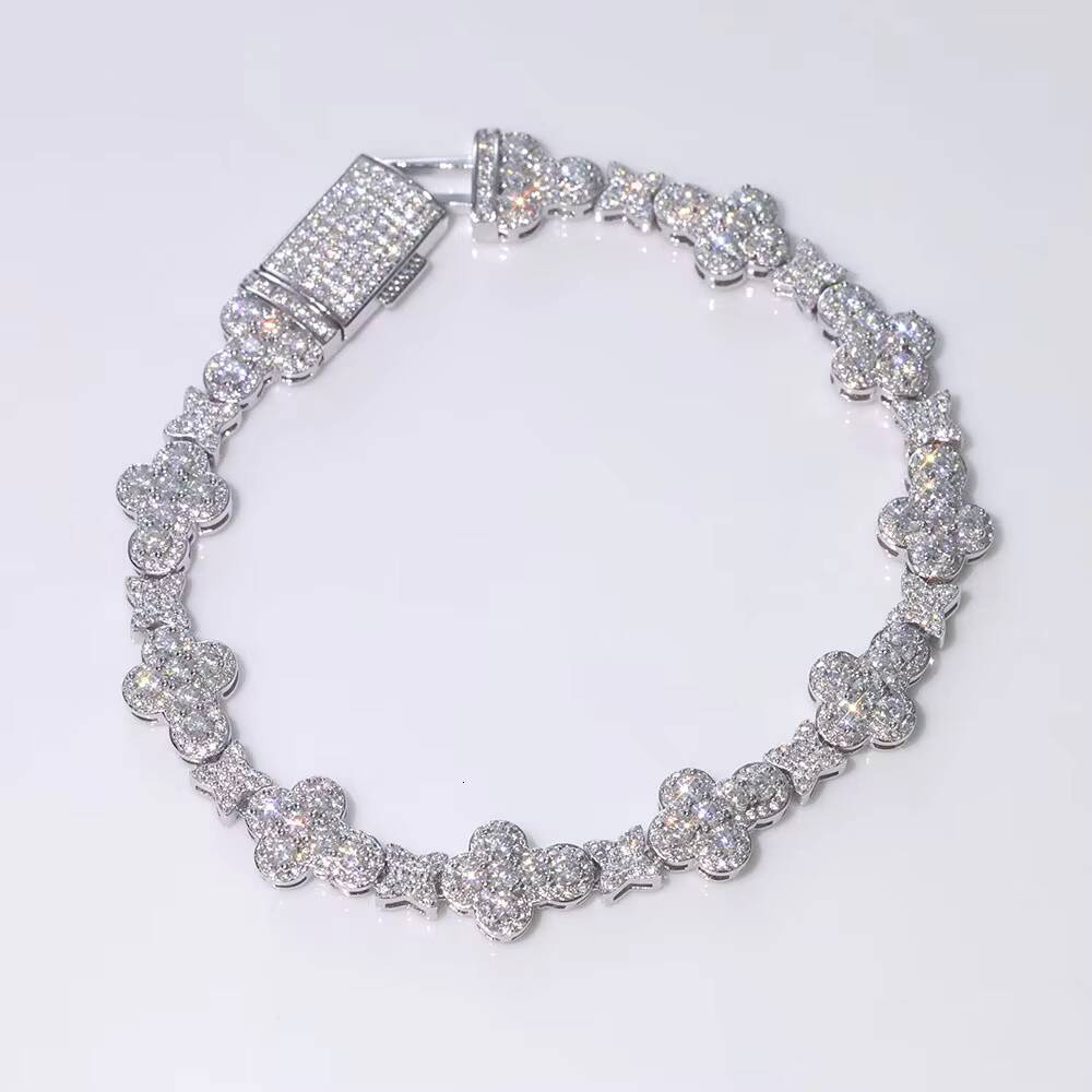NUOYA Customizable 925 Sterling Silver Bracelet VVS Moissanite Gold Silver Cross Bracelet for Women Fine Chain Link Jewelry