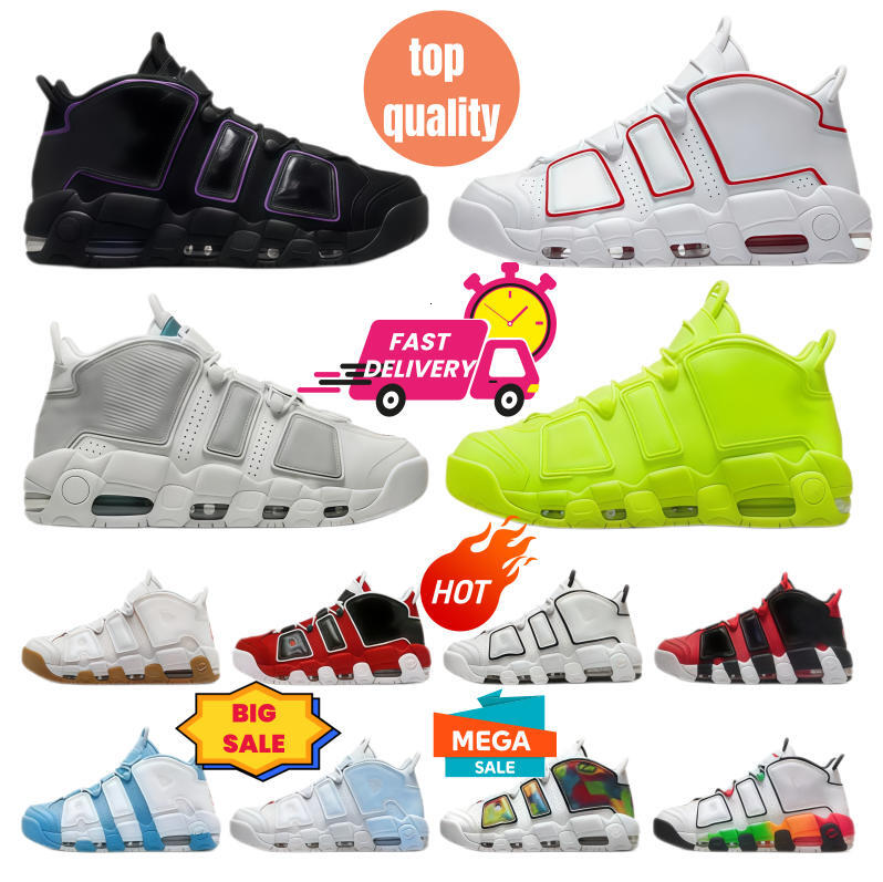 Basketball Shoes Men Women More Uptempos 96 Total Scottie Pippen White Varsity Red Green Black Bulls Blue Designer Trainers Sneakers