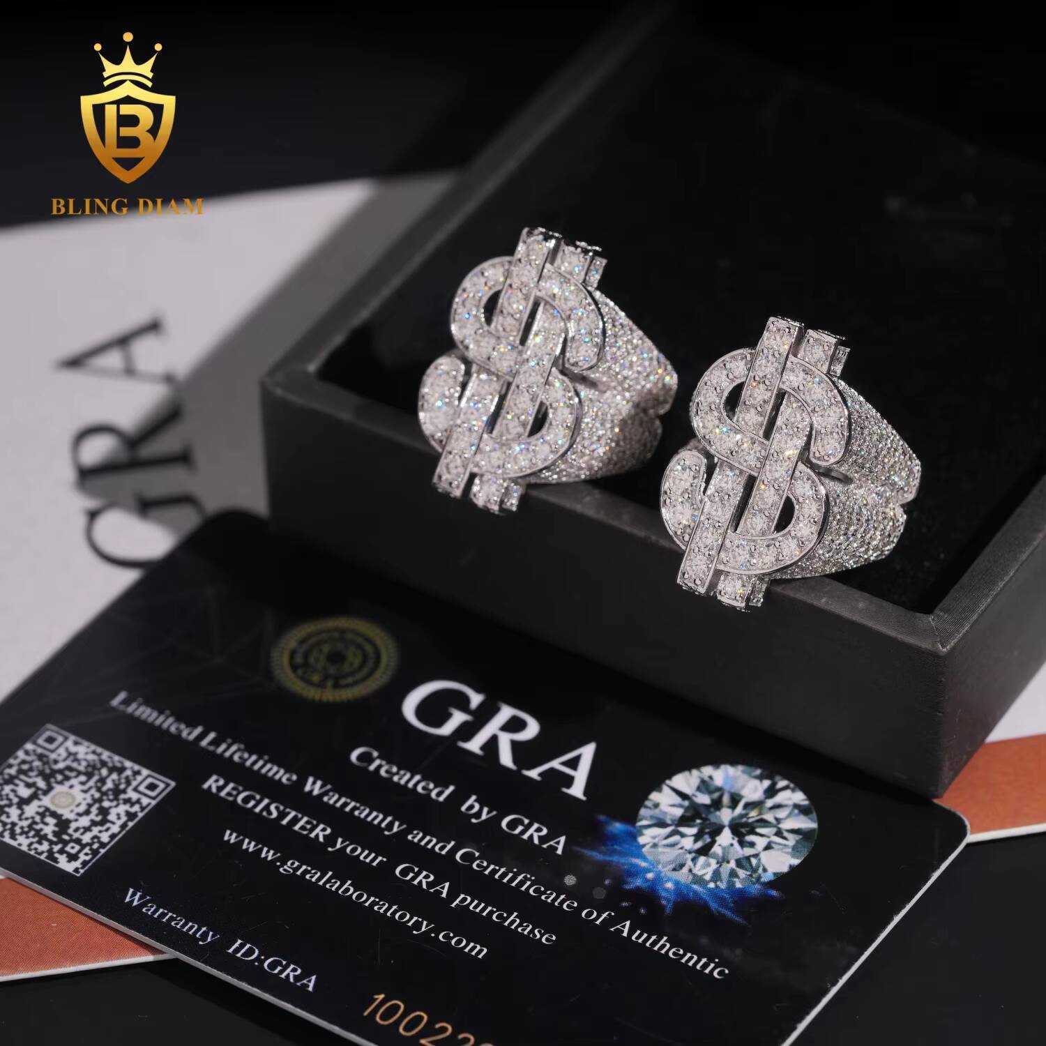 New Arrivals Silver 925 Mens Rings Fine Jewelry Iced Out Vvs Moissanite Custom Hip Hop Moissanite Jewelry Dollar Ring