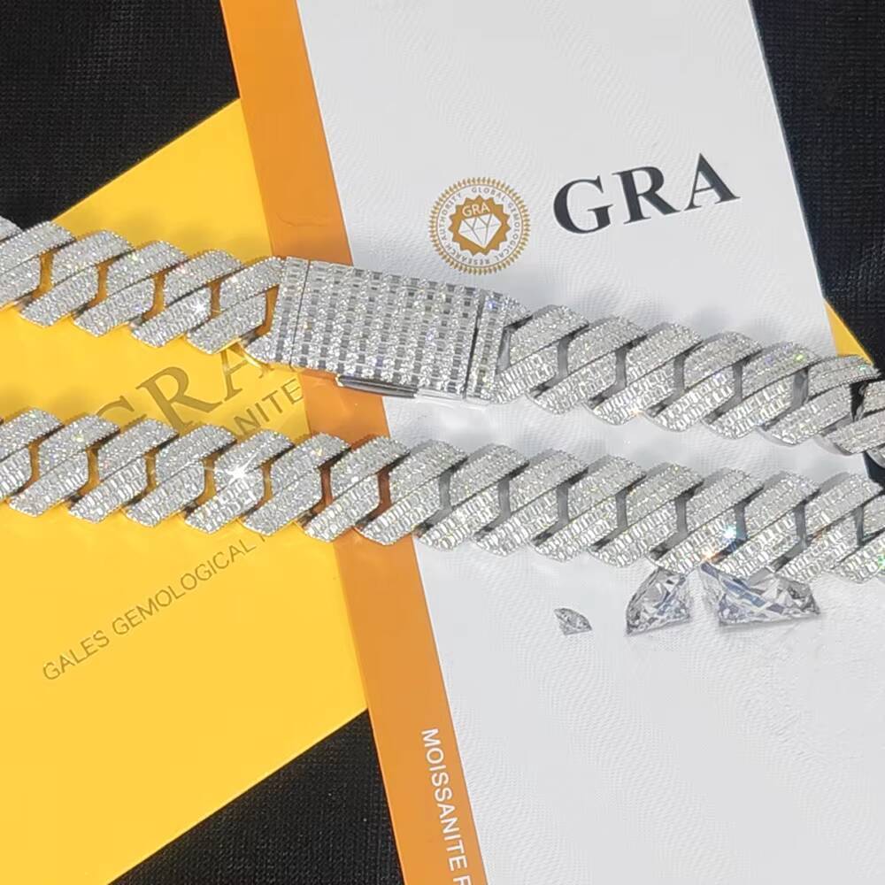 20mm Hip Hop Jewelry 925 Silver Cuban Link Chain Bracelet Iced Out Moissanite Passes Diamond Test Custom Charm Cuban Bracelets