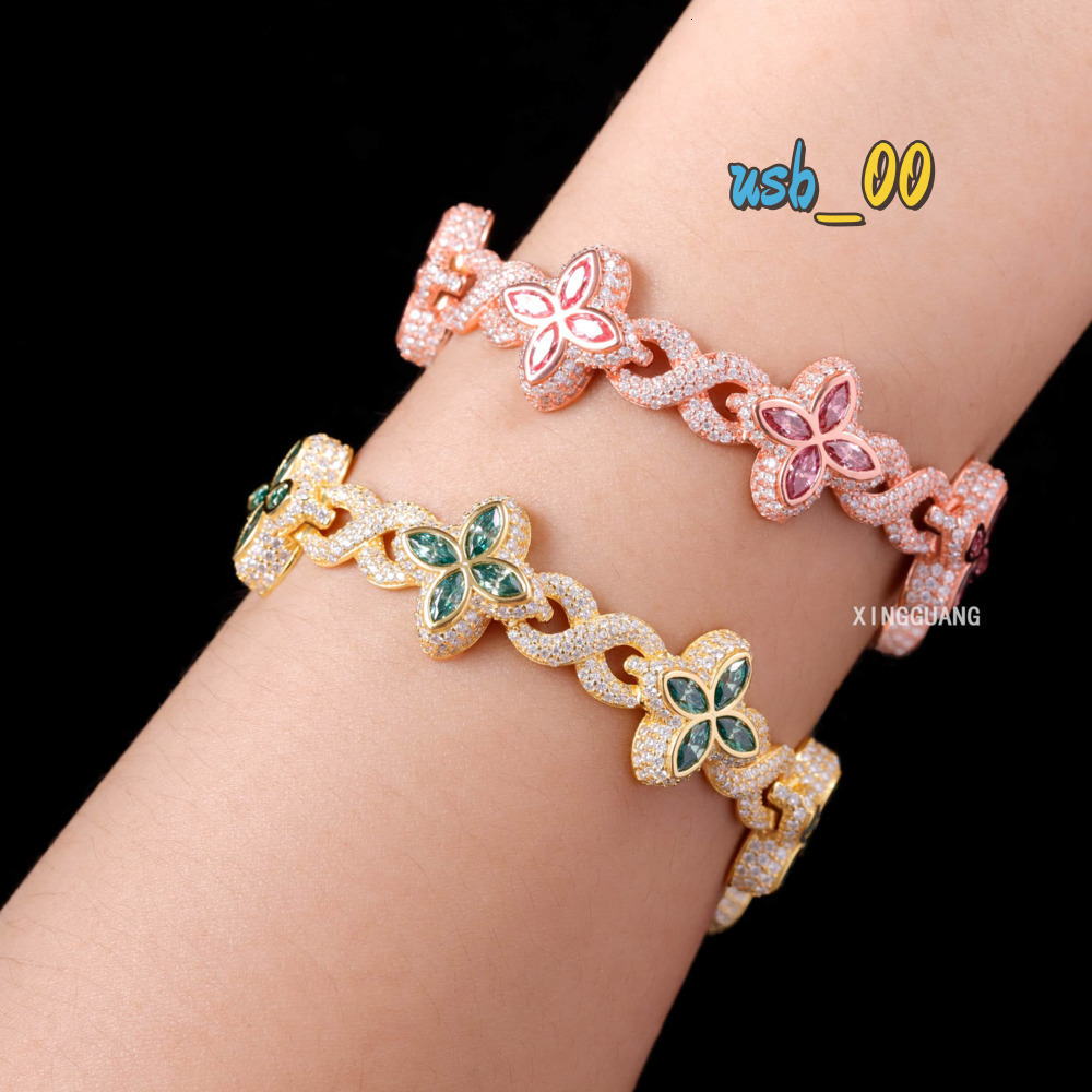 Xingguang jewelry 2025 new arrivals fashion jewelry 925 sterling silver vvs moissanite diamond four leaf clover bracelet
