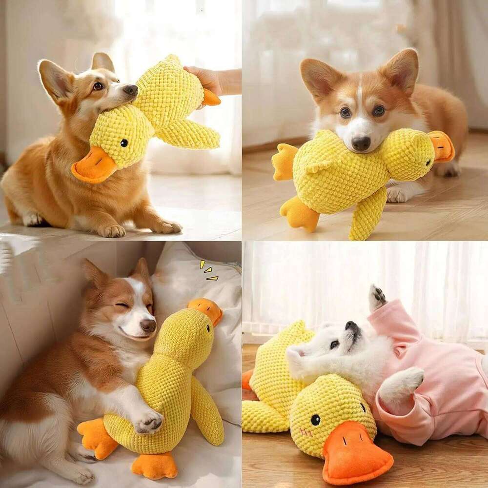 Famous brand Duck plush chew resistant durable toy with quacking sound teeth grinding relief soft companion for small large dog pupakaIK