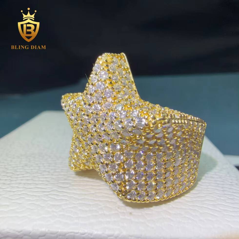 wholesale price Hiphop star 925 Sterling Silver Engagement Moissanite Ring D VVS Fine Moissanite Jewelry for Men rapper
