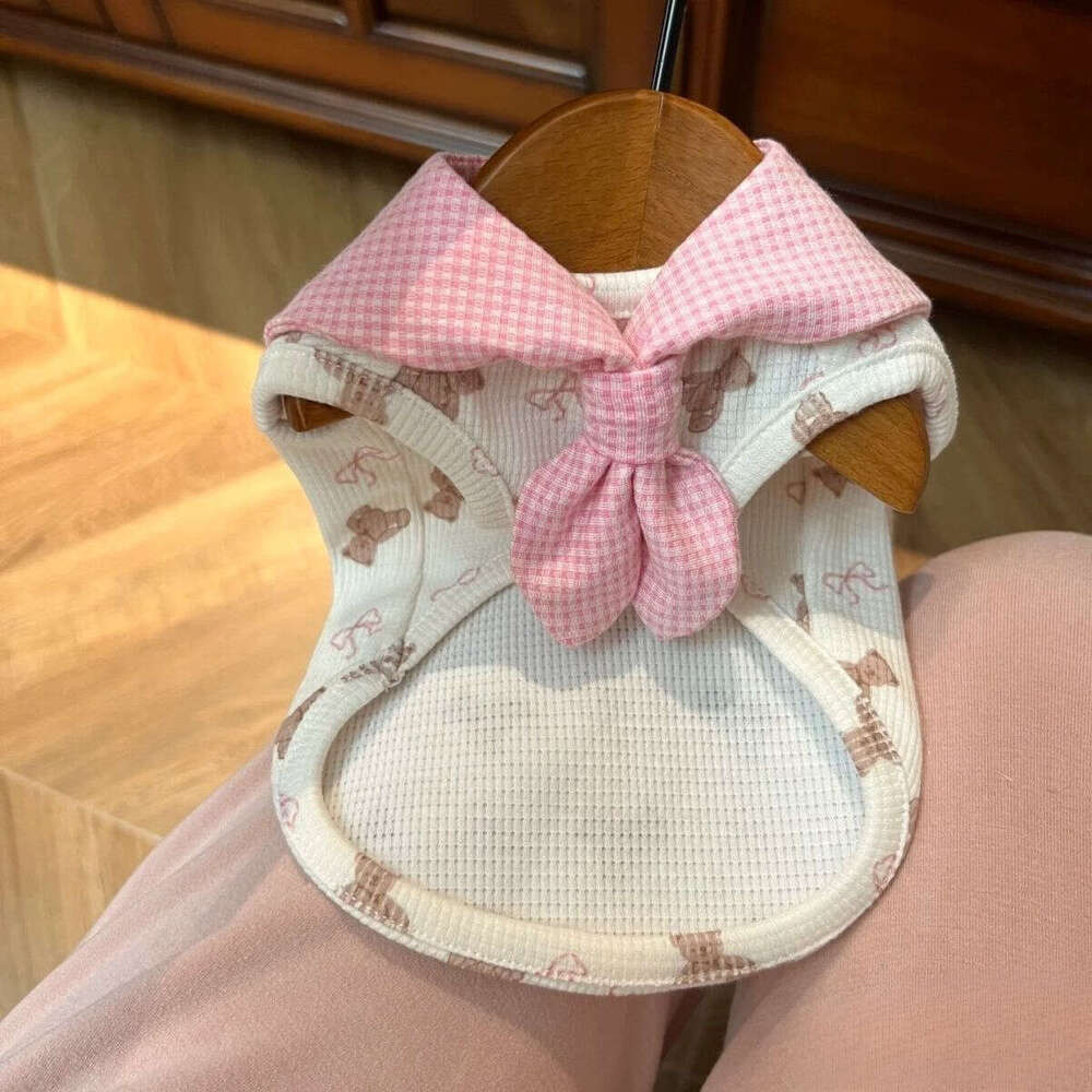 Famous brand Pet Dog Cat Homewear Cute Bow Tie Princess Style Small Vest Spring and Autumn Clothes pupakaIK