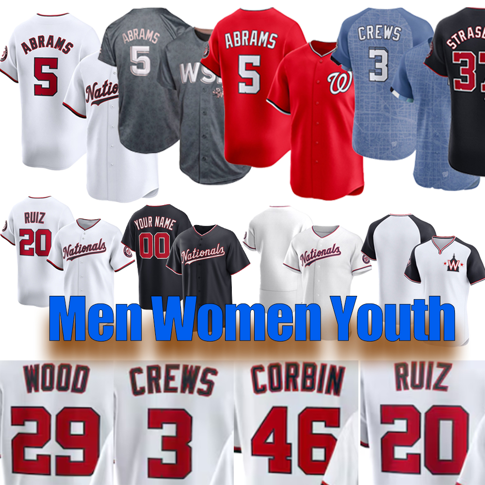 2026 Custom City Connect Baseball Jerseys Crews Abrams Strasburg Wood Nationals Rosario Gore Ruiz Lowe Garcia Jr. Bell DeJong Romero Adams Williams Jerseys