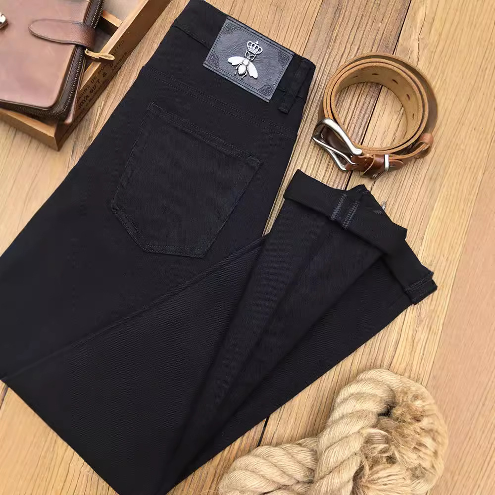 Designer's New Black Straight Leg Pants High-end Loose Jeans For Men's Summer Collection Versatile And Trendy Plus Size Pure Black Business 
