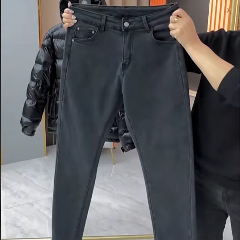 European Hot-selling Men's Jeans For Spring And Summer Relaxed Trendy Designer Luxury Brand Stylish Smoky Gray Slim-fit Loose Casual Skinny Pants