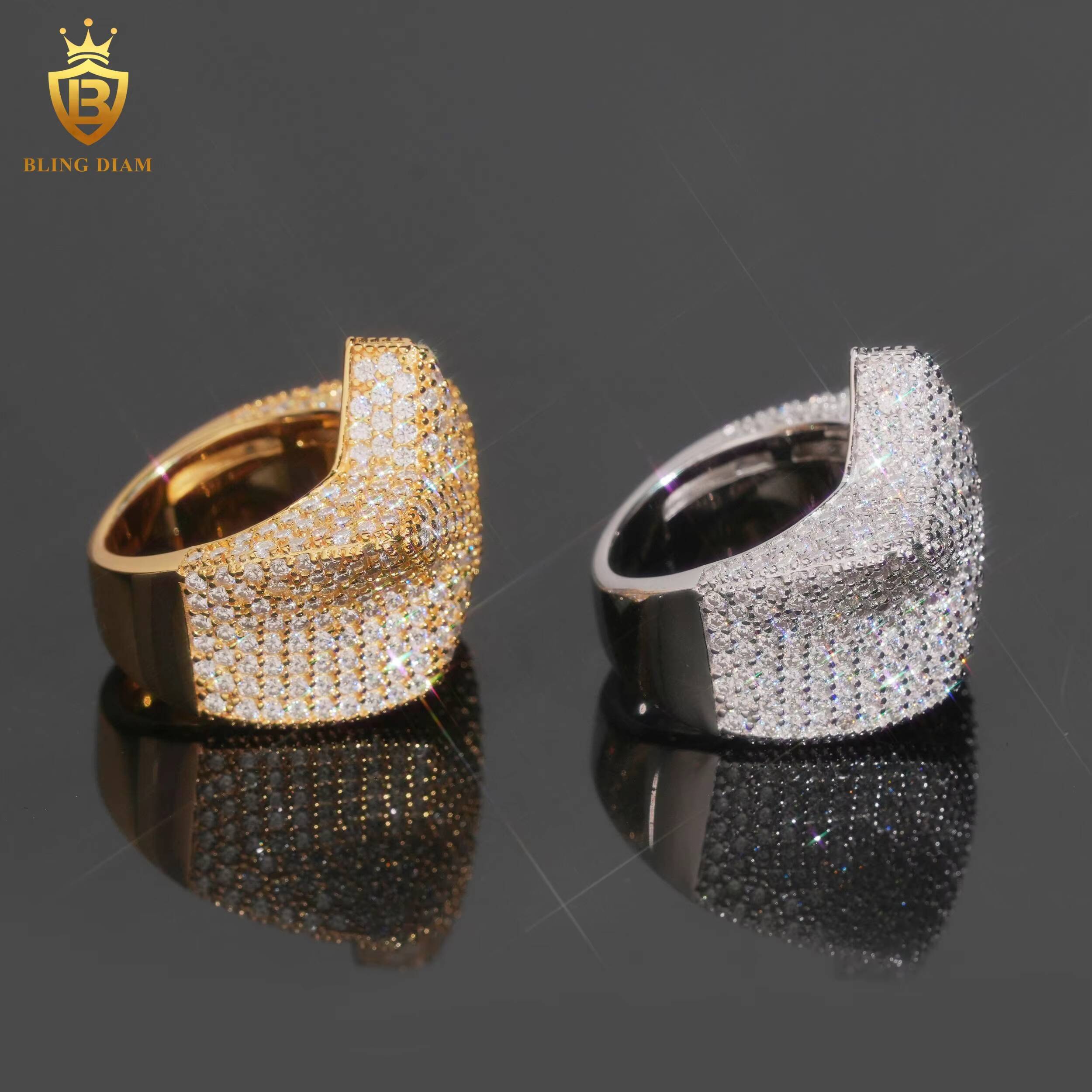 Hot Sale Jewelry Lucky Star Ring Ice Out Moissanite Hip Hop Style Pass Diamond Tester 925 Sterling Silver Rings for Men