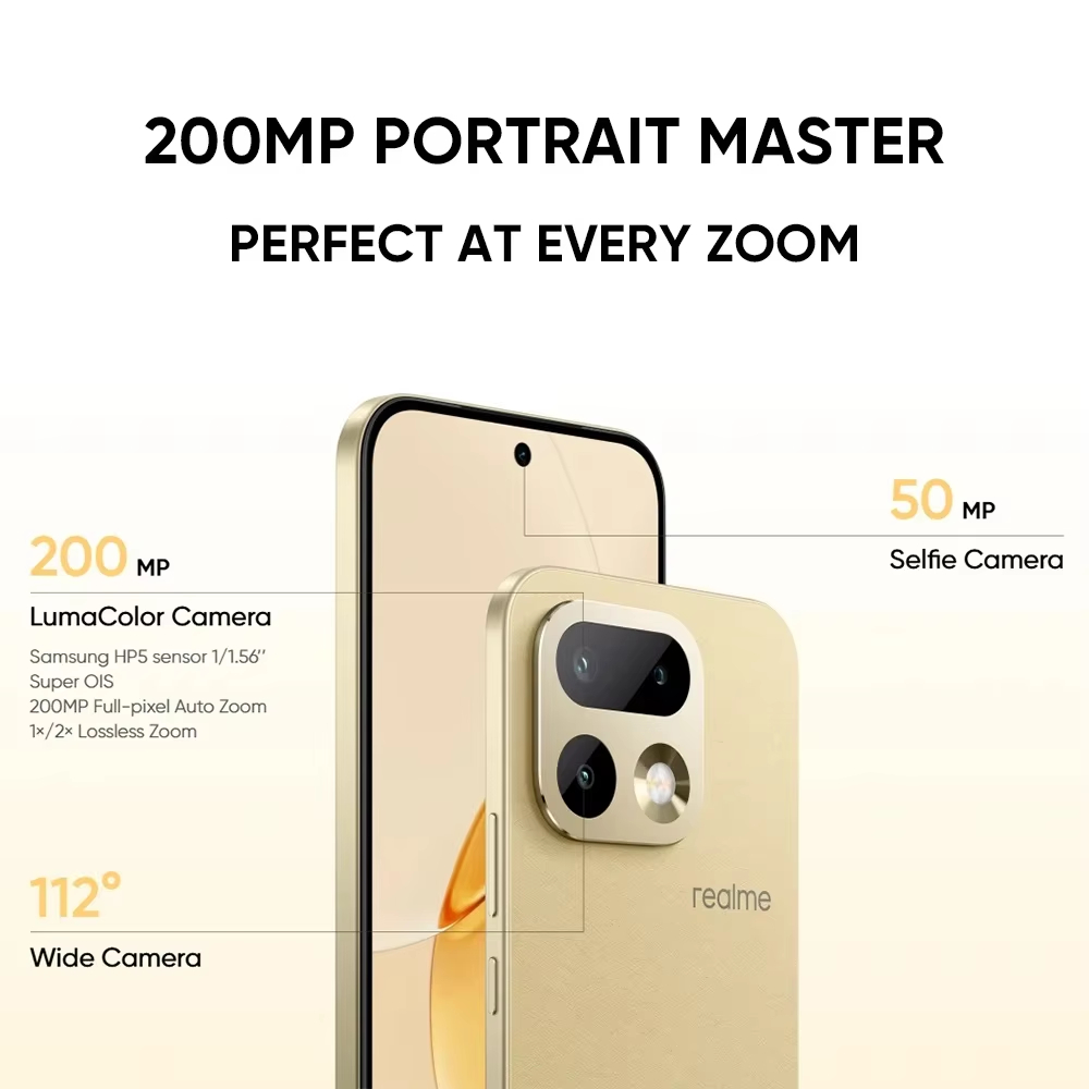 realme 16 Pro NFC Smartphone 6.78" 144Hz AMOLED Display Dimensity 7300-Max 5G Chipset 200MP Main Camera 50MP Selfie Camera IP69 Pro