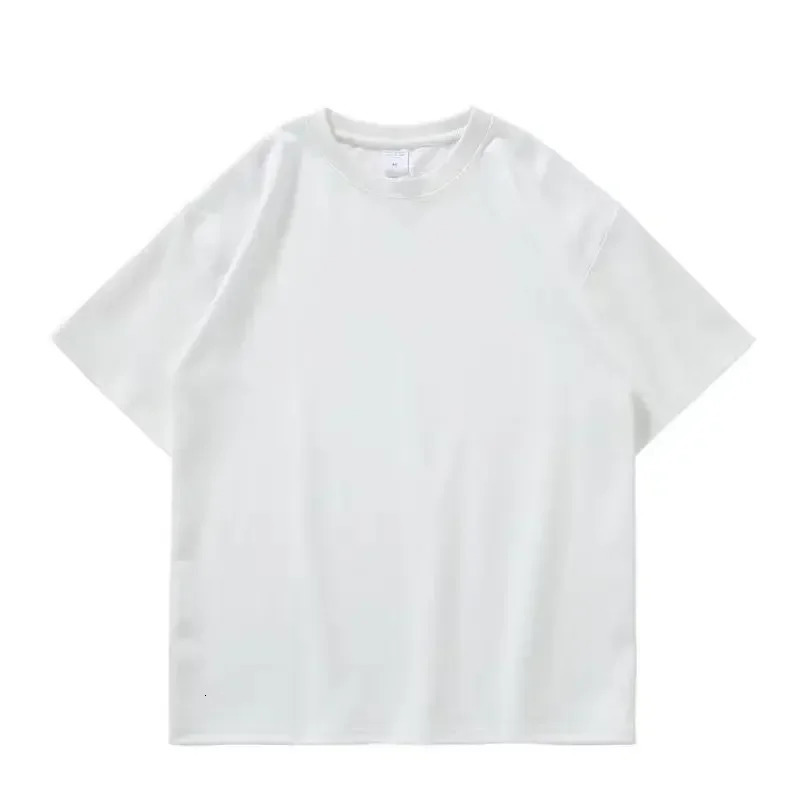 Black White GSM 500g Heavy-duty Pure Cotton T-shirt Thickened Threaded Round Neck Short Sleeves Three Needle Half Sleeve Tees 260420