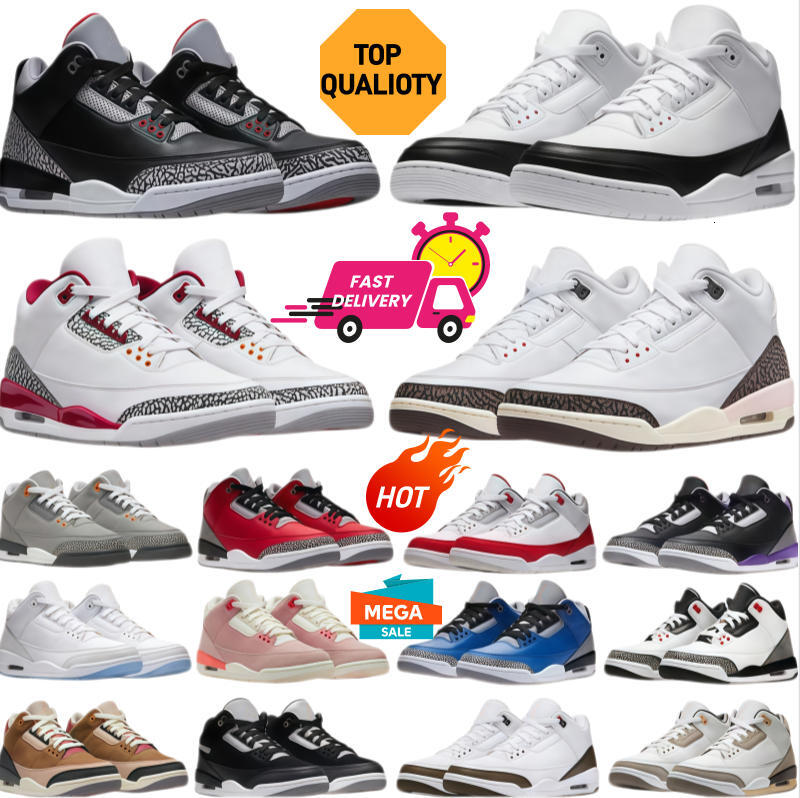 Trainers Men 3 J3 Basketball Shoes Jump Mans 3s Black Cat White Cement Wizards Fire Red FREE THROW LINE Outdoor Sports Lucky Green Desert Elephant Cardinal