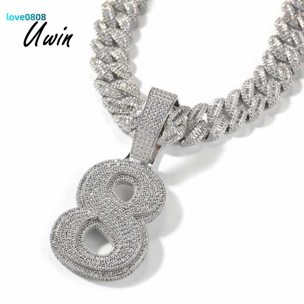 Hip Moissanite Lucky Number Pendant Single Big Numbers Pendant Necklace 0 to 9 Special Rapper Jewelry