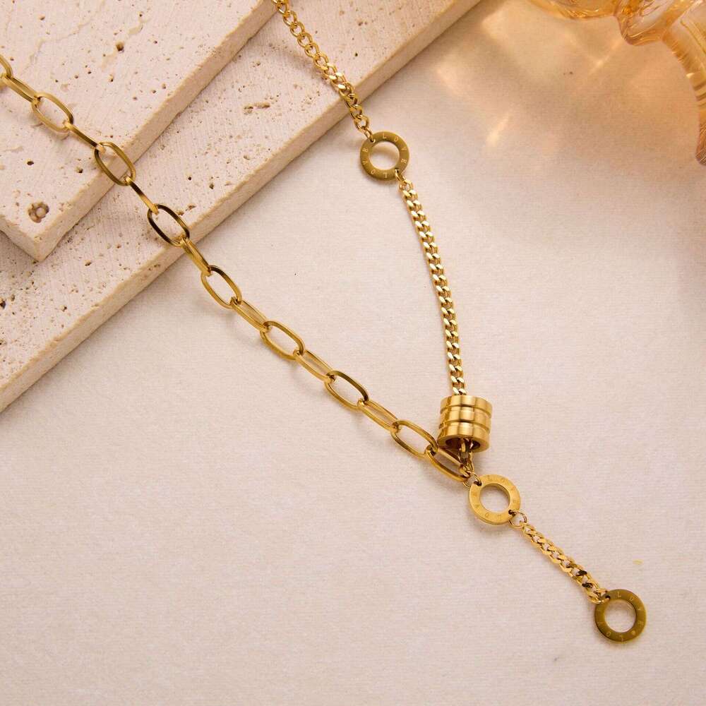 Elegant And Luxurious Necklace For Women, Unique Design, Bestseller In Cross-Border Sales, Titanium Steel 18K Gold Collarbone Chain Wholesale