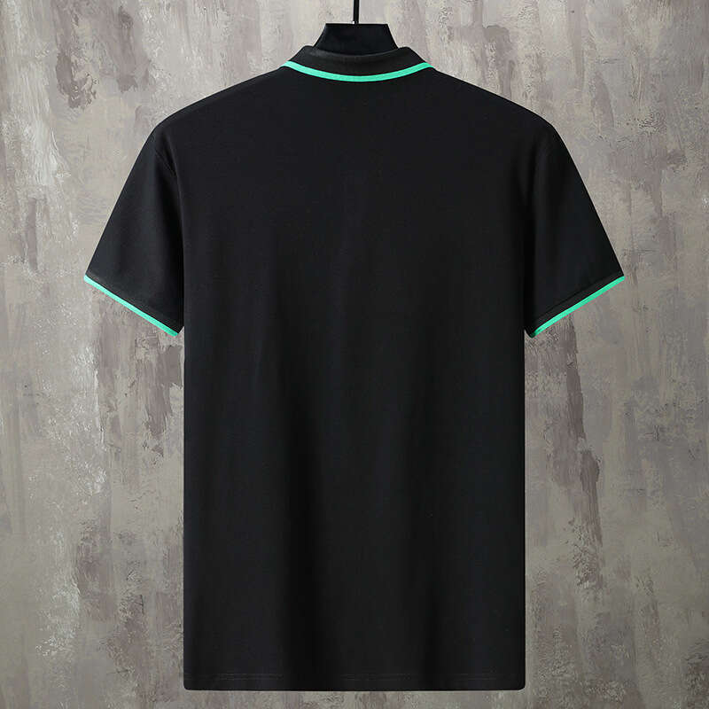 Men's 2026 Summer New Color Block Trim Polo Shirt With Triangle Badge Short Sleeve Plus Size Breathable Casual Slim Fit Comfortable Versatile Dai