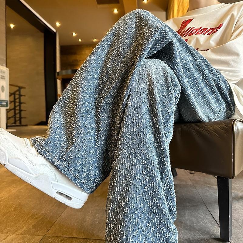 American Street Style Jacquard Men Spring And Summer American Fashion Luxurious Design Comfortable Hanging Loose Retro Loose Designer Wide Leg Straigh