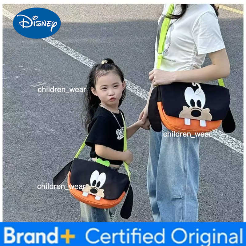 Disney Goofy High-Quality Creative Personality Boys and Girls Shoulder Bag Anime Cartoon Commuter Simple Crossbody Canvas Bag H260421