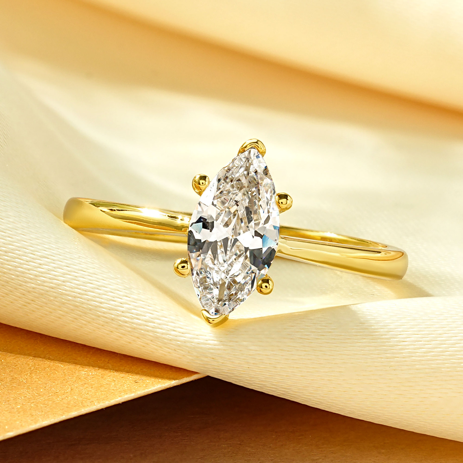 Rulalei Simple Fashion Wedding Rings Pure 100% 925 Sterling Silver Marquise Cut High Carbon Diamond Daily Wear Party Eternity Women Engagement Bridal 