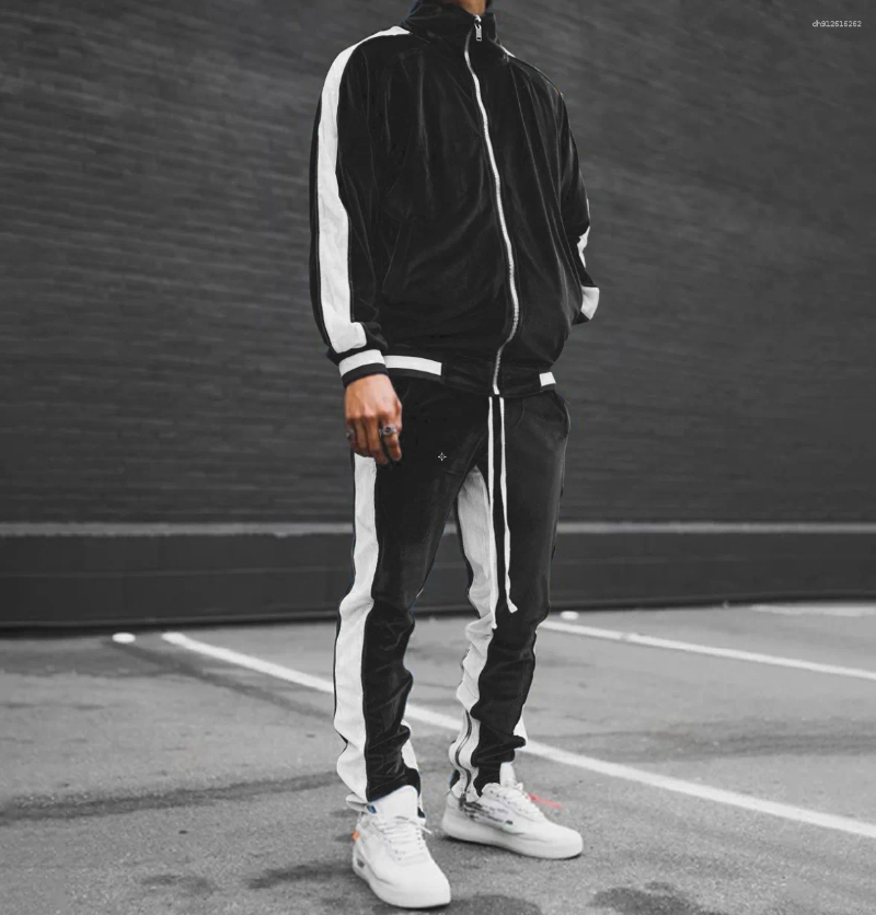 Men's Tracksuits Spring Autumn Velvet Set Sport Two Piece Suit Male Plus Velour Hoodies Pants Sweatshirt Sportswear Tracksuit For Men 5XL - view 8