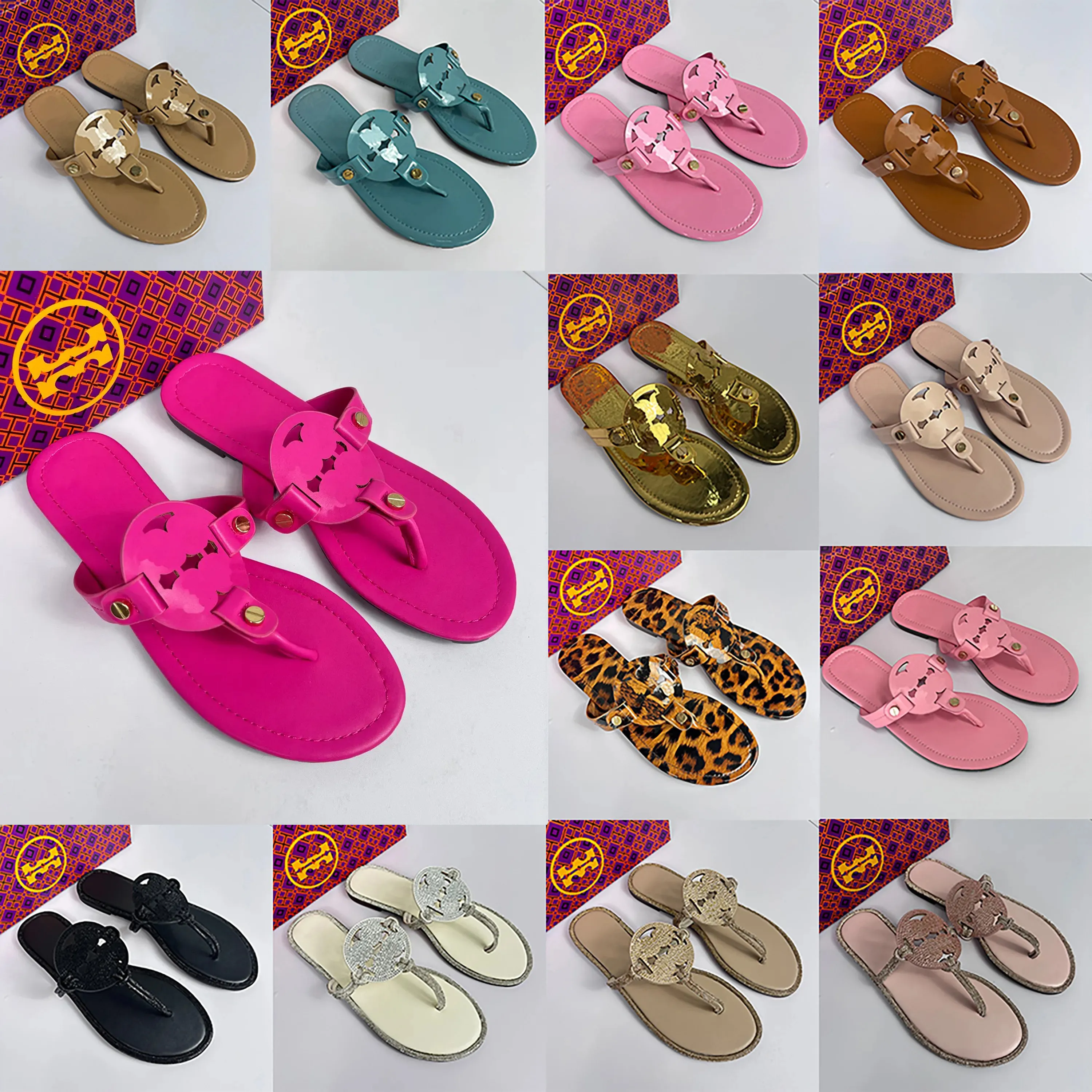 Summer Slides Women Luxury Slippers Designer Sandals White Black Pink Red Blue Brown Fashion Beach Flat Leather Flip Flops Lady Scuffs outdoor Shoes