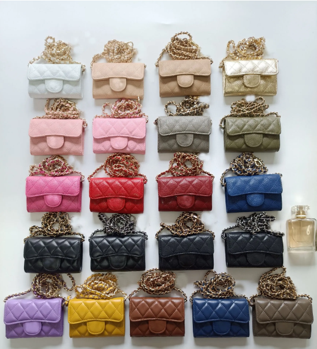 Designer Wallet Women's Wallet Genuine Leather Chain Classic handbag, cardholder, coin purse, brand fashion small wallet, caviar flap handbag, high quality with box