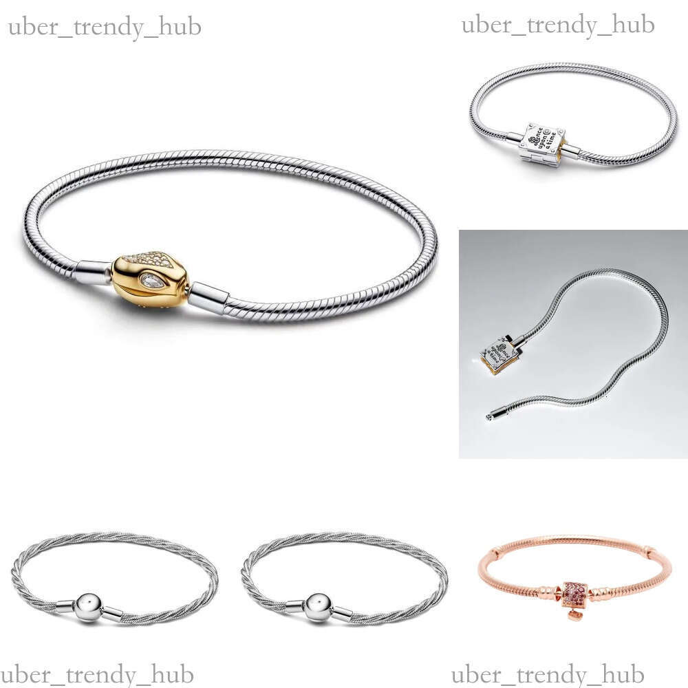 Pandore High Quality 2026 Latest 18K Gold And Silver Head Designer Pendant Bracelet Bead Pendant Lucky Diamond Crystal Pendant Bracelet Snake Chain Pandoraity 863