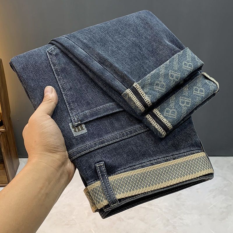 High End Business Jeans Designer 2026 New Spring And Summer Men's Casual Wear-resistant Pants, Comfortable And Versatile Korean Version Slim Fit 
