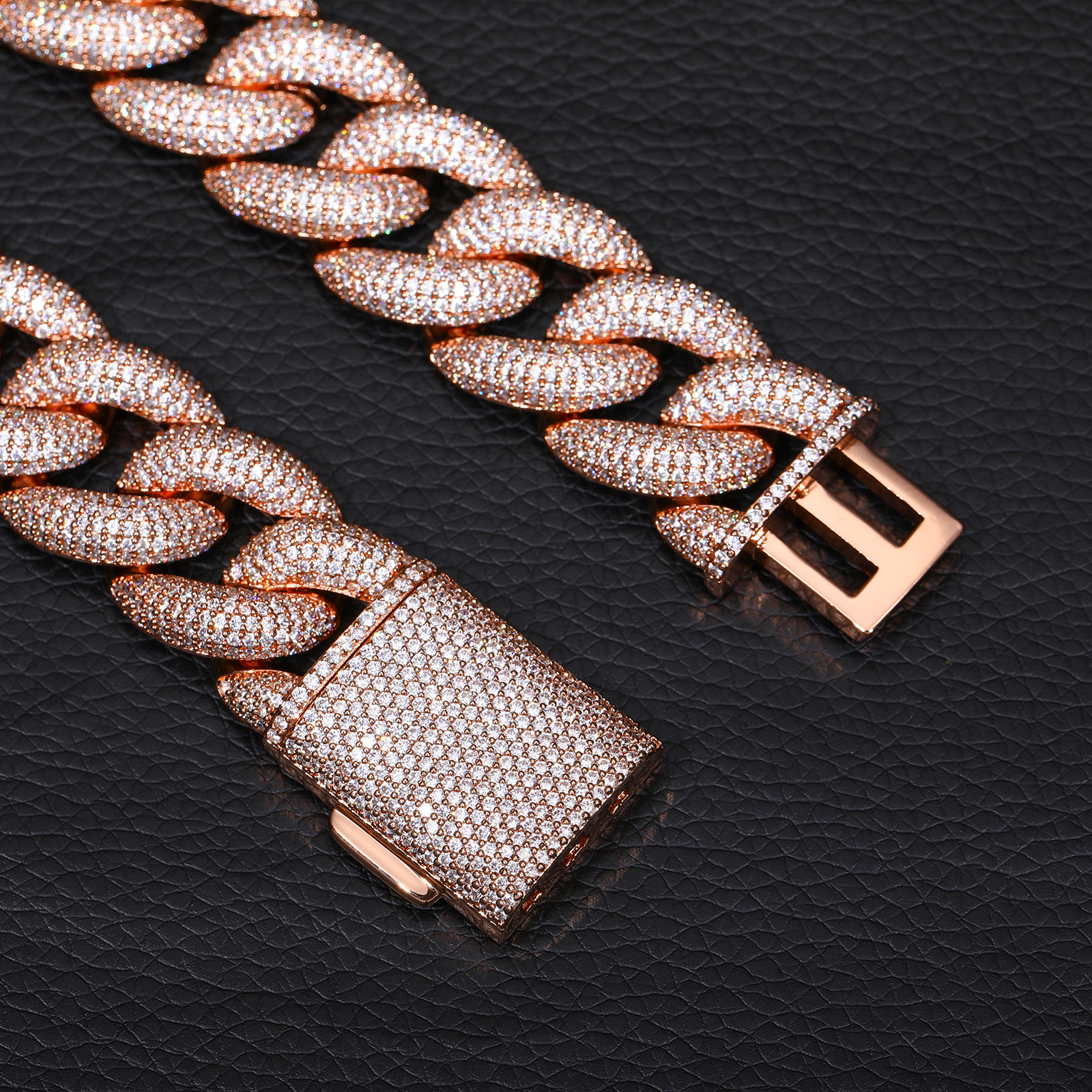 20mm Hip Hop Heavry Thick Cuban Chain Necklace Rose Gold Plated TopBling Full 5A Zircon Mens Jewelry
